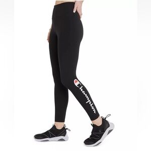 Champion Script Logo Athletic Activewear Leggings Black Women’s S